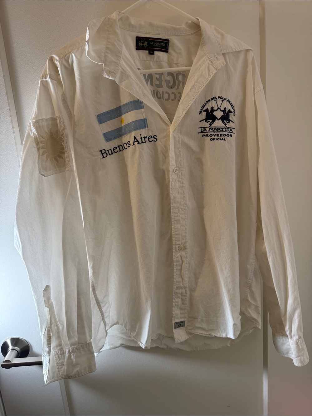 La Martina White Buenos Aires Embroidered Lightweight Shirt Jacket